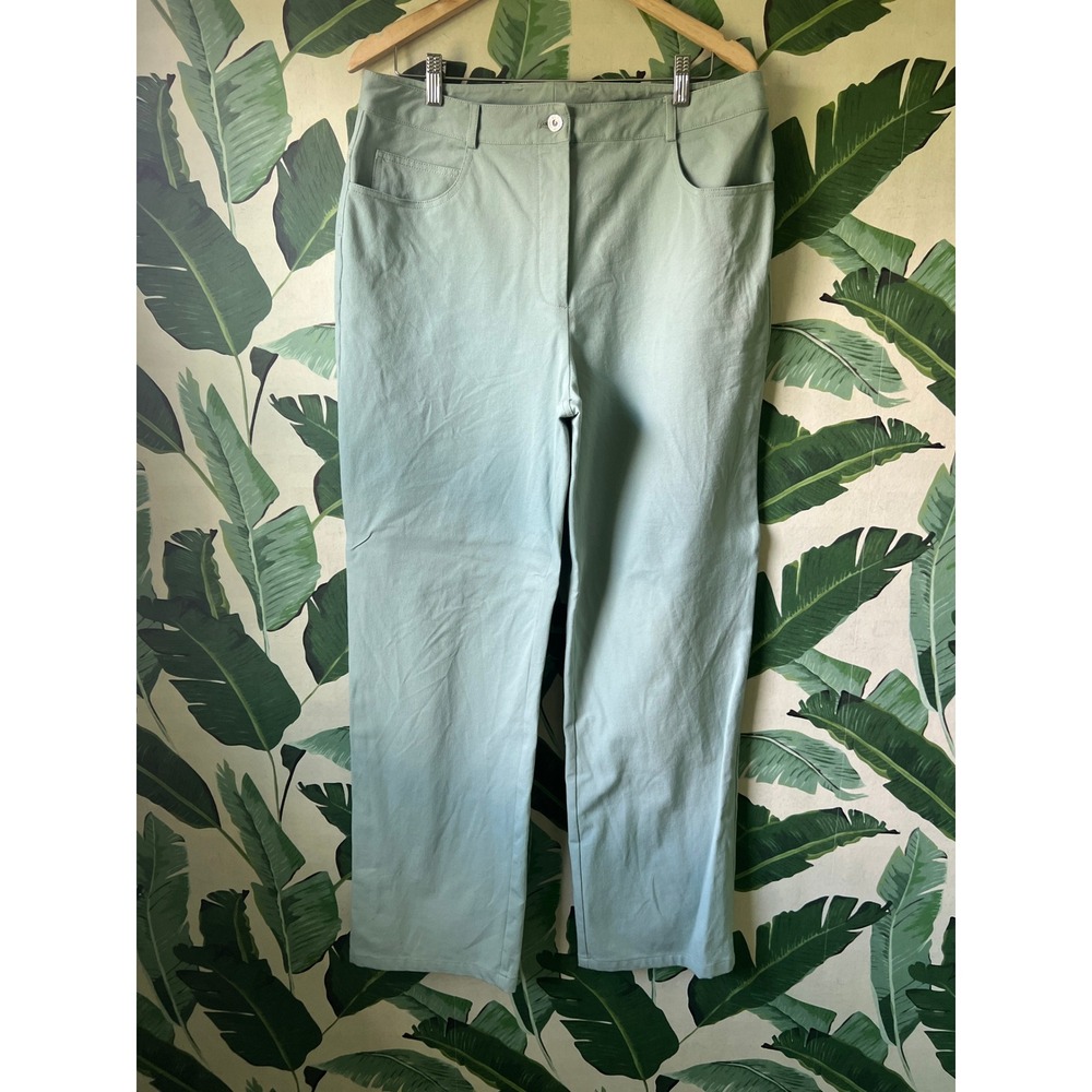 St John Sport Pants Womens 14‎ Sage Green Denim